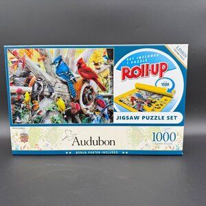 Master‎ Pieces Jigsaw Puzzle Audubon Backyard Birds 1000 Piece Roll-Up Mat Linen